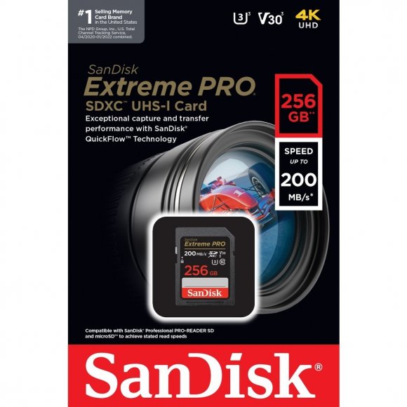 SanDisk Extreme Pro SDXC 256GB UHS-I Class 3 V30 200/140 MB/s  