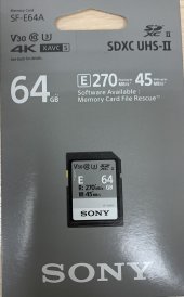 Карта памяти Sony SDXC 64GB SF-E/A UHS-II U3 V60 270/45MB/s( SF-E64A/T)